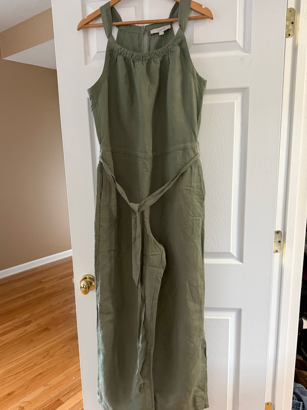 LOFT Olive Green Linen Blend Jumpsuit NWT M